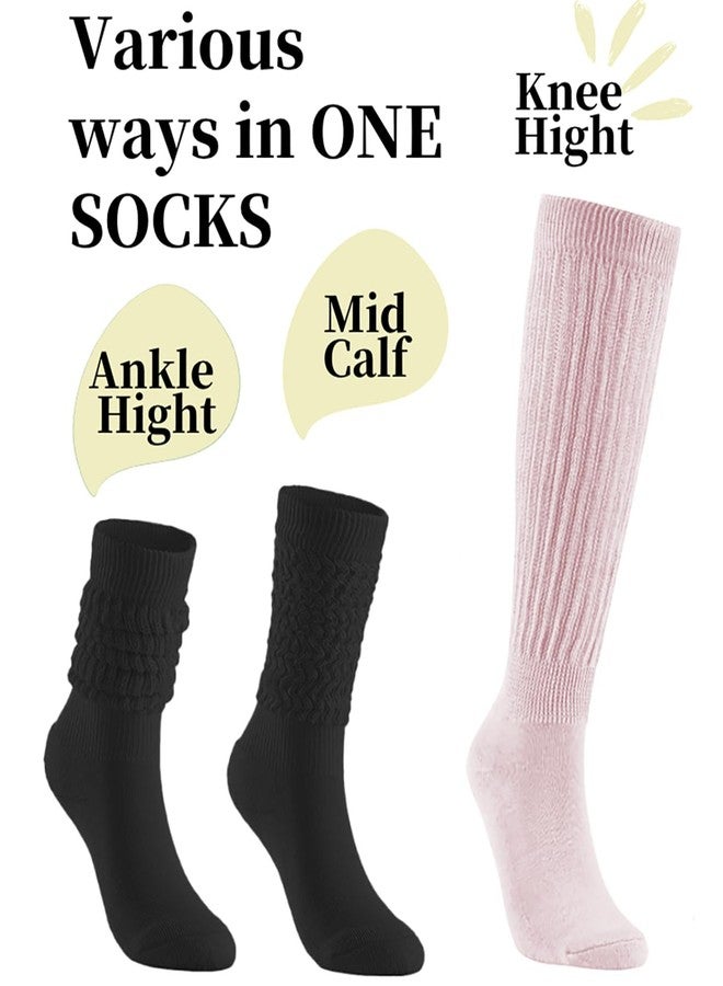 PLZSITDOWN Slouchy Socks for Women Stretchy Knee-High Scrunch Soft Long Slouch Boot Socks Pink - Image 5